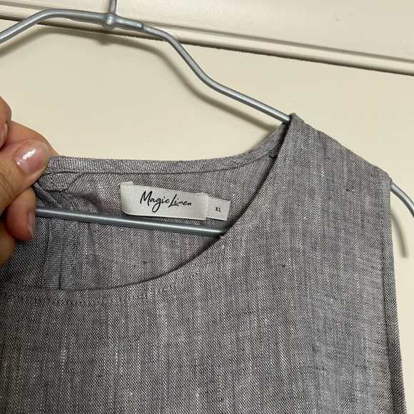 Magic Linen Royal Toscana Hi Low Linen Dress XL Grey - Picture 5 of 5